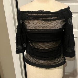 RACHEL Rachel Roy Black Sheer Off The shoulder